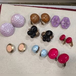 8 Pair Vintage Clip-on Earrings